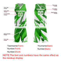 Custom Green White Basketball Jersey Uniform Suit Printed Your Logo Name Number