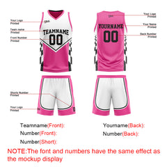 Custom Black Pink Reversible Basketball Suit for Adults and Kids Personalized Jersey