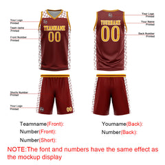 Custom Burgundy Yellow Basketball Jersey Uniform Suit Printed Your Logo Name Number