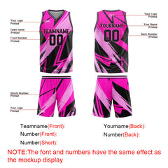 Custom Pink Black Basketball Jersey Uniform Suit Printed Your Logo Name Number
