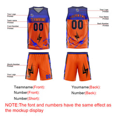 Custom Orange Blue Basketball Jersey Uniform Suit Printed Your Logo Name Number