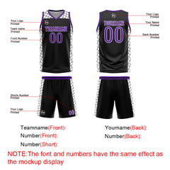 Custom Black Purple Basketball Jersey Uniform Suit Printed Your Logo Name Number