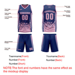 Custom Navy Pink Reversible Basketball Suit for Adults and Kids Personalized Jersey