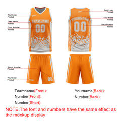 Custom Orange Grey Reversible Basketball Suit for Adults and Kids Personalized Jersey