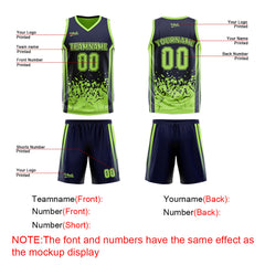 Custom Navy Green Reversible Basketball Suit for Adults and Kids Personalized Jersey