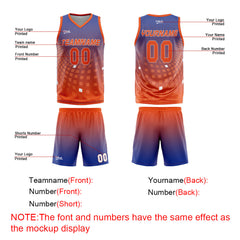 Custom Blue Orange Basketball Jersey Uniform Suit Printed Your Logo Name Number