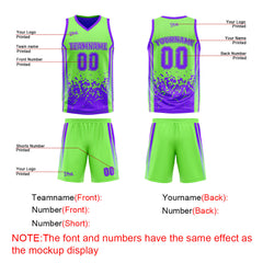 Custom Green Purple Reversible Basketball Suit for Adults and Kids Personalized Jersey