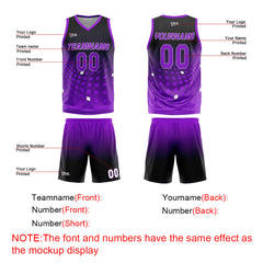 Custom Black Purple Basketball Jersey Uniform Suit Printed Your Logo Name Number