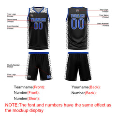 Custom Black Blue Basketball Jersey Uniform Suit Printed Your Logo Name Number