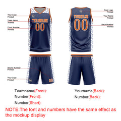 Custom Navy Orange Basketball Jersey Uniform Suit Printed Your Logo Name Number
