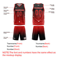 Custom Black Red Basketball Jersey Uniform Suit Printed Your Logo Name Number