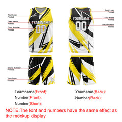 Custom Black Yellow Basketball Jersey Uniform Suit Printed Your Logo Name Number