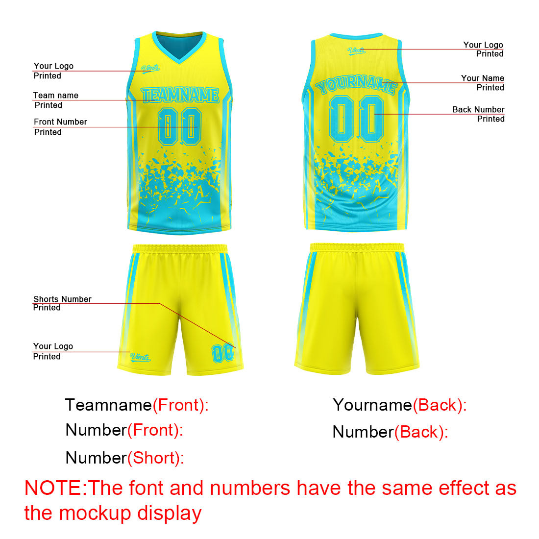 Custom Light Yellow Light Blue Reversible Basketball Suit for Adults and Kids Personalized Jersey