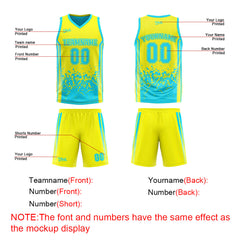 Custom Light Yellow Light Blue Reversible Basketball Suit for Adults and Kids Personalized Jersey