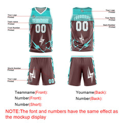Custom Brown Cyan Basketball Jersey Uniform Suit Printed Your Logo Name Number