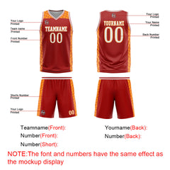 Custom Red Orange Basketball Jersey Uniform Suit Printed Your Logo Name Number
