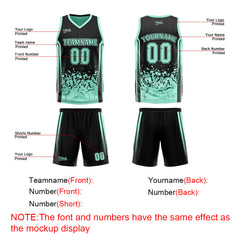Custom Black Light Green Reversible Basketball Suit for Adults and Kids Personalized Jersey