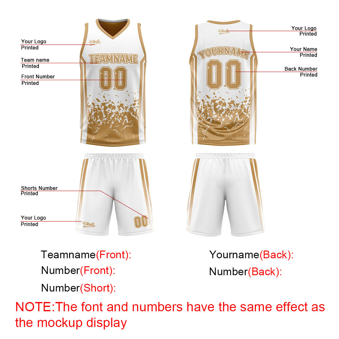 Custom Brown White Reversible Basketball Suit for Adults and Kids Personalized Jersey