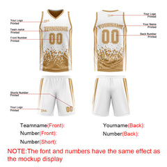 Custom Brown White Reversible Basketball Suit for Adults and Kids Personalized Jersey