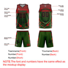 Custom Green Red Basketball Jersey Uniform Suit Printed Your Logo Name Number