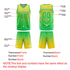 Custom Yellow Green Basketball Jersey Uniform Suit Printed Your Logo Name Number