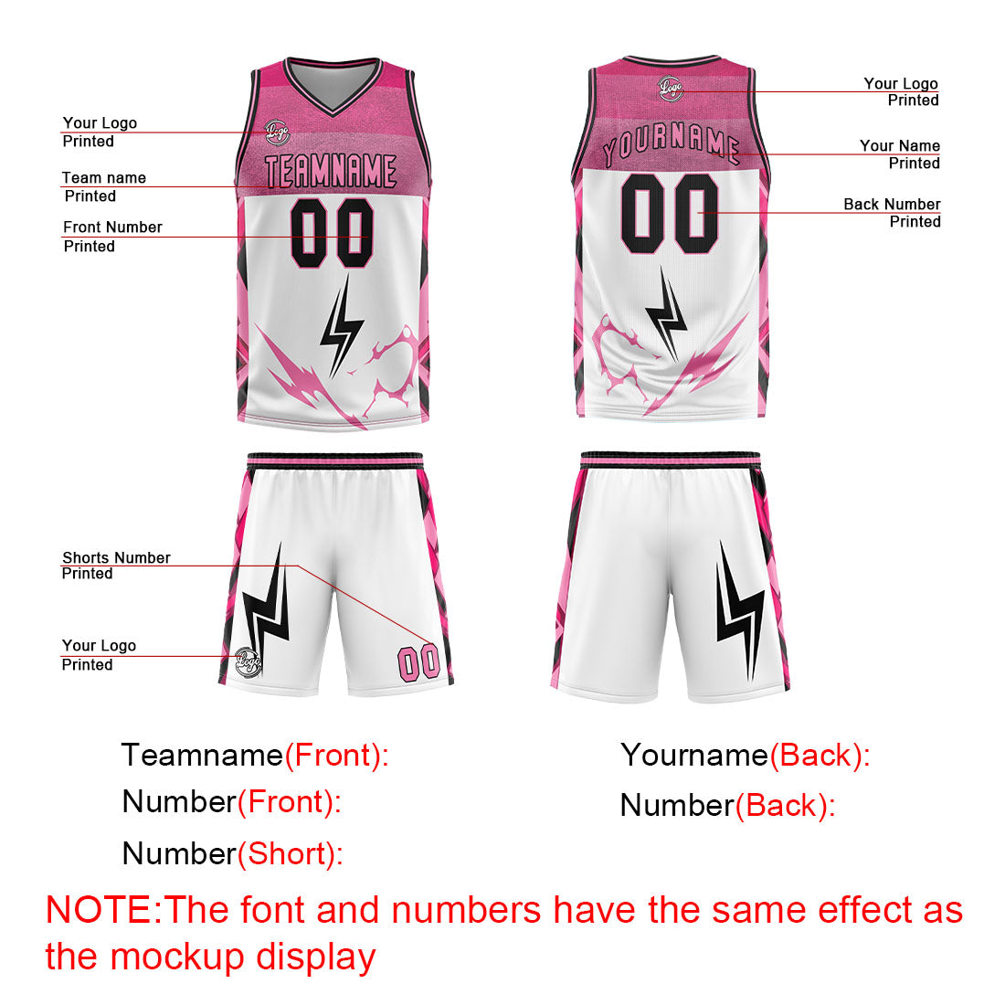 Custom White Pink Basketball Jersey Uniform Suit Printed Your Logo Name Number