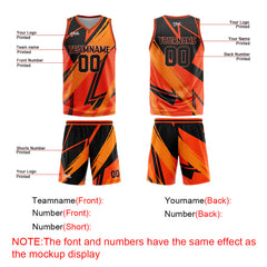 Custom Orange Black Basketball Jersey Uniform Suit Printed Your Logo Name Number