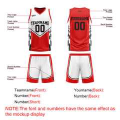 Custom Red Black Reversible Basketball Suit for Adults and Kids Personalized Jersey