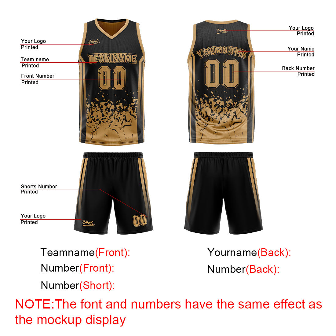 Custom Brown Balck Reversible Basketball Suit for Adults and Kids Personalized Jersey