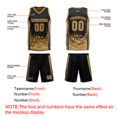 Custom Brown Balck Reversible Basketball Suit for Adults and Kids Personalized Jersey