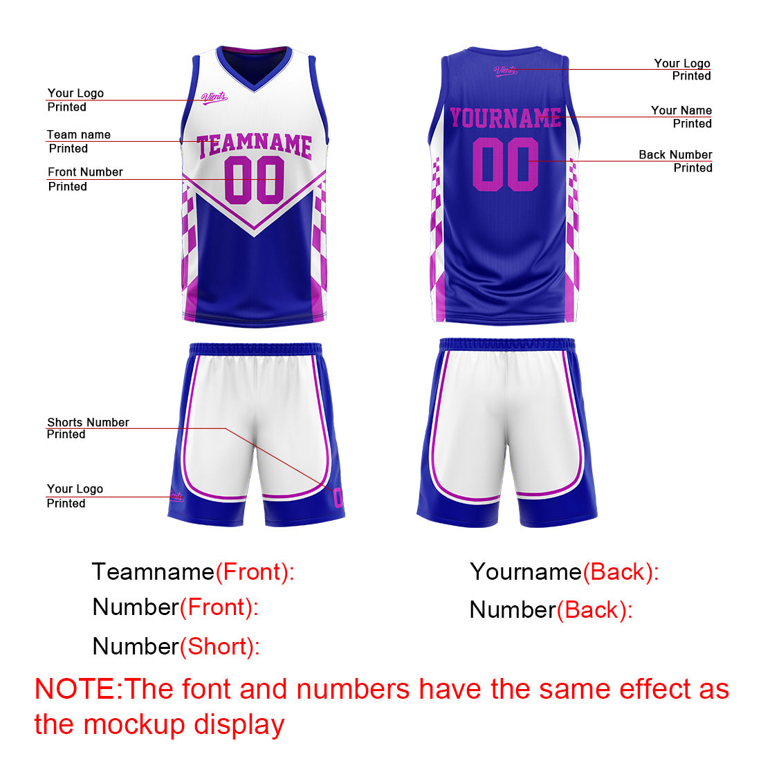 Custom Blue Purple Reversible Basketball Suit for Adults and Kids Personalized Jersey