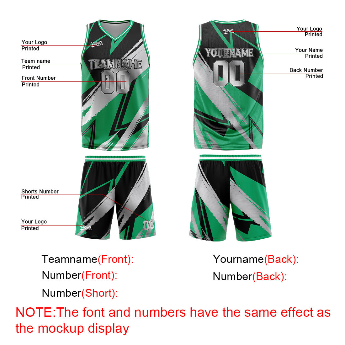 Custom Black Green Grey Basketball Jersey Uniform Suit Printed Your Logo Name Number