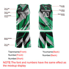 Custom Black Green Grey Basketball Jersey Uniform Suit Printed Your Logo Name Number