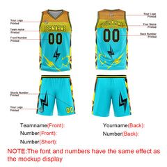 Custom Light Blue Yellow Basketball Jersey Uniform Suit Printed Your Logo Name Number