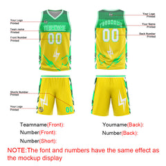 Custom Yellow Green Basketball Jersey Uniform Suit Printed Your Logo Name Number