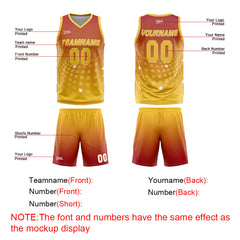 Custom Red Yellow Basketball Jersey Uniform Suit Printed Your Logo Name Number