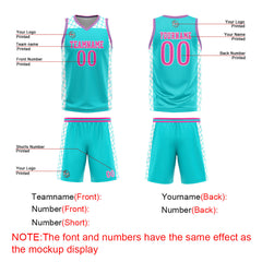 Custom Cyan Pink Basketball Jersey Uniform Suit Printed Your Logo Name Number