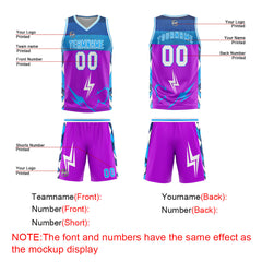 Custom Purple Blue Basketball Jersey Uniform Suit Printed Your Logo Name Number