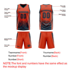 Custom Navy Orange Reversible Basketball Suit for Adults and Kids Personalized Jersey