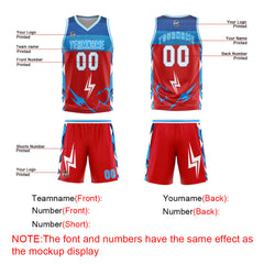 Custom Red Blue Basketball Jersey Uniform Suit Printed Your Logo Name Number