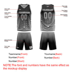 Custom Black Grey Basketball Jersey Uniform Suit Printed Your Logo Name Number