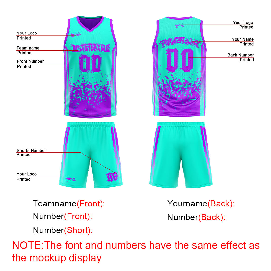 Custom Light Blue Light Purple Reversible Basketball Suit for Adults and Kids Personalized Jersey