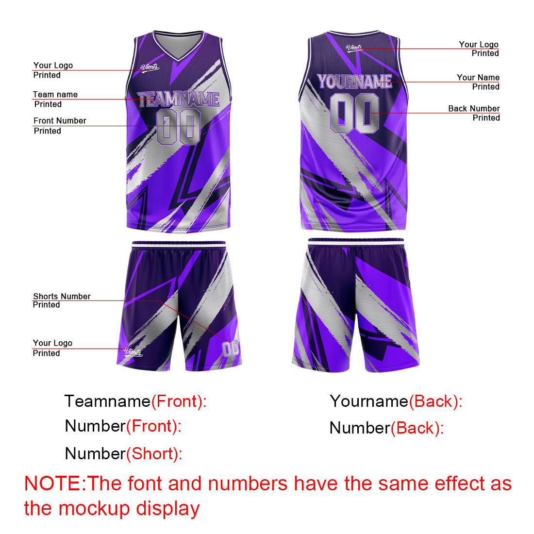 Custom Purple Grey Basketball Jersey Uniform Suit Printed Your Logo Name Number