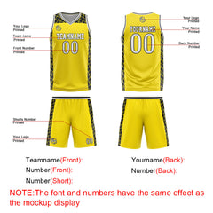 Custom Yellow Black Basketball Jersey Uniform Suit Printed Your Logo Name Number