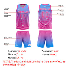 Custom Blue Pink Basketball Jersey Uniform Suit Printed Your Logo Name Number