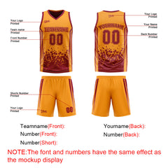 Custom Burgundy Orange Reversible Basketball Suit for Adults and Kids Personalized Jersey