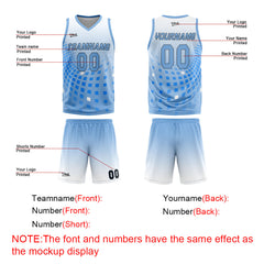 Custom White Blue Basketball Jersey Uniform Suit Printed Your Logo Name Number