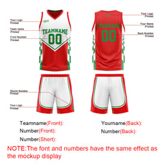 Custom Red Green Reversible Basketball Suit for Adults and Kids Personalized Jersey