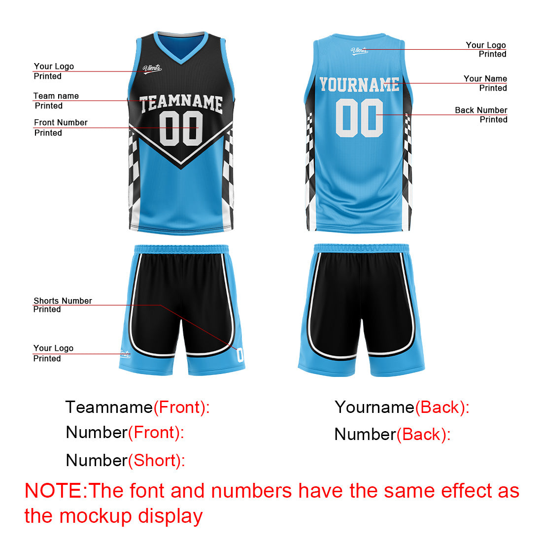 Custom Black Blue Reversible Basketball Suit for Adults and Kids Personalized Jersey
