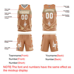 Custom Brown White Basketball Jersey Uniform Suit Printed Your Logo Name Number